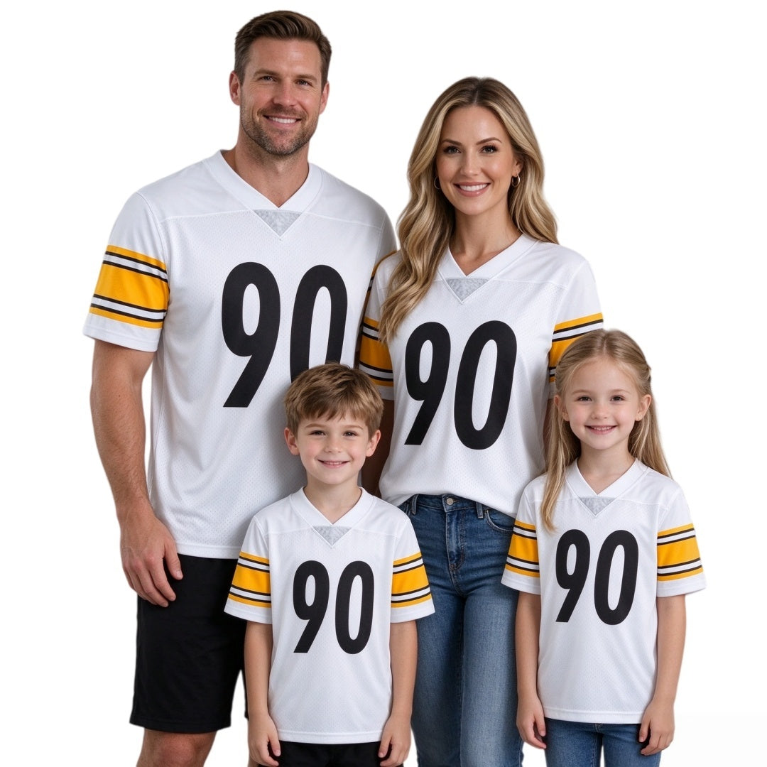 Matching Family #90 Football Stitched Jersey White | Men Women Youth Game Day Shirt, Free Shipping