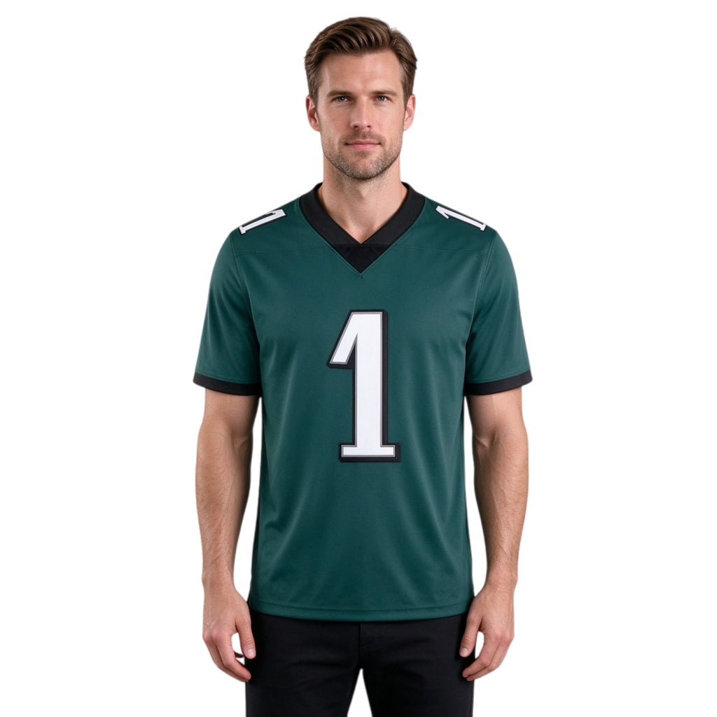 Matching Family #1 Football Stitched Jersey Green | Men Women Youth Game Day Shirt, Free Shipping