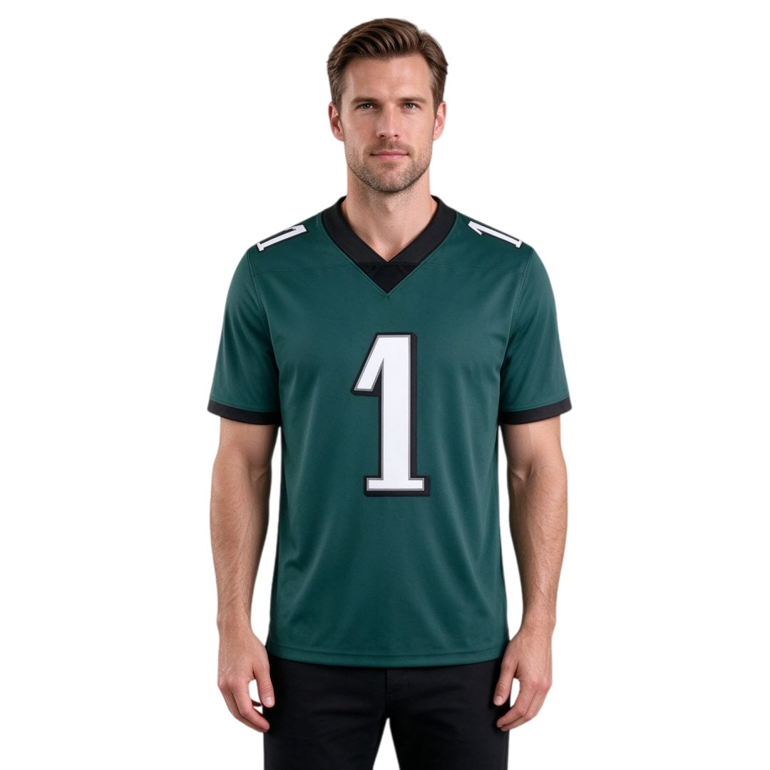 Matching Family #1 Football Stitched Jersey Green | Men Women Youth Game Day Shirt, Free Shipping
