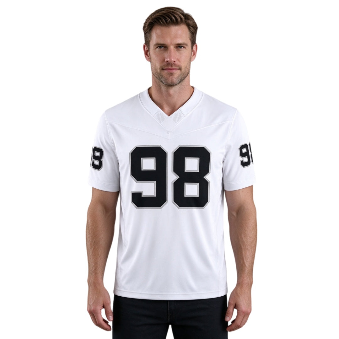 Matching Family #98 Football Stitched Jersey White | Men Women Youth Game Day Shirt, Free Shipping